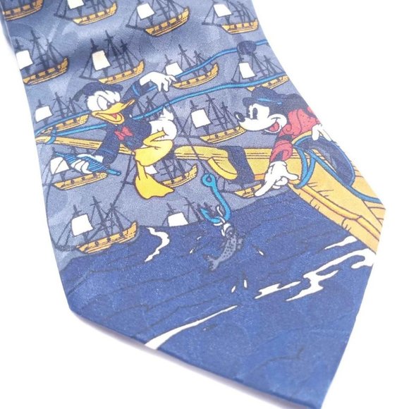 Sailor Mickey and Donald Duck Going Fishing Tie - Used - Very Good Condition - F - Picture 2 of 3